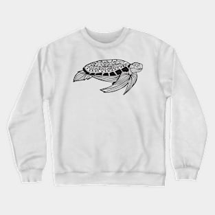 Fiery Fierce Beautiful Turtle Paddling Swim Mandala Black and White Brave Warrior Crewneck Sweatshirt